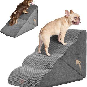 EHEYCIGA Curved Foldable Dog Stairs Ramp for High Beds 19.7" H